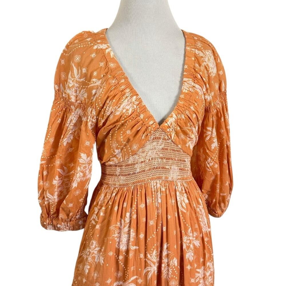 Free People Golden Hour Maxi Dress Bohemian Floral Dainty Tan Neutral Small - Picture 9 of 14
